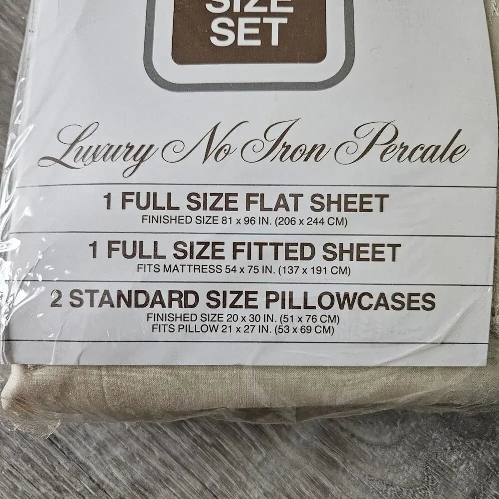 Lace Set By Fieldcrest Vtg 4 Pc Full Size No Iron Percale Sheets Luxury Bedding